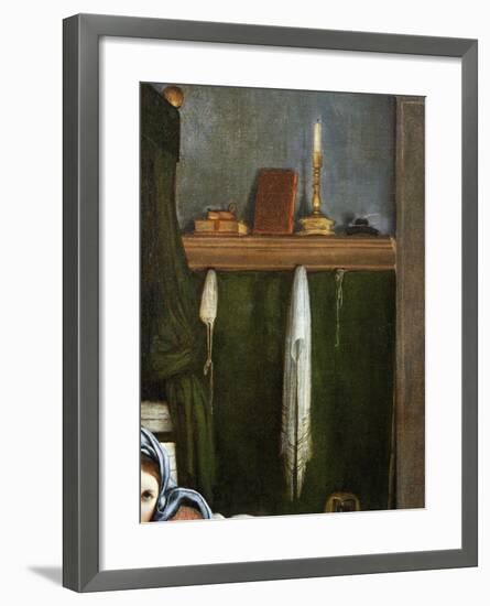 Shelf with Candelabra and Books, Detail from the Annunciation, Ca 1434-Lorenzo Lotto-Framed Giclee Print