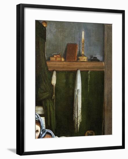 Shelf with Candelabra and Books, Detail from the Annunciation, Ca 1434-Lorenzo Lotto-Framed Giclee Print