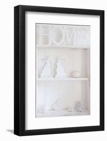 Shelf with Easter Bunnies and Writing 'Home'-Andrea Haase-Framed Photographic Print