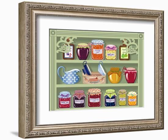 Shelf with Home-Made Preserved Jam-Milovelen-Framed Premium Giclee Print