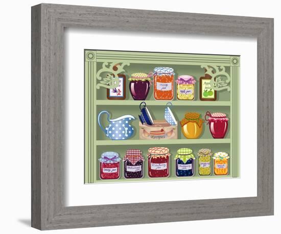 Shelf with Home-Made Preserved Jam-Milovelen-Framed Premium Giclee Print