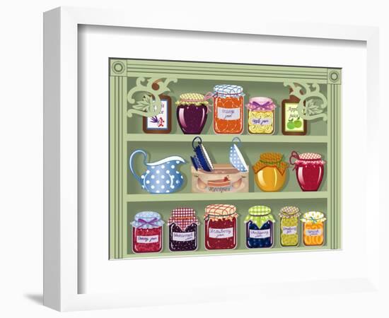 Shelf with Home-Made Preserved Jam-Milovelen-Framed Premium Giclee Print