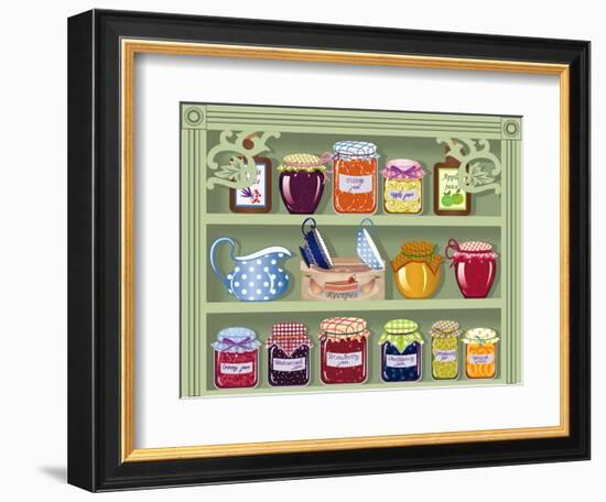 Shelf with Home-Made Preserved Jam-Milovelen-Framed Premium Giclee Print