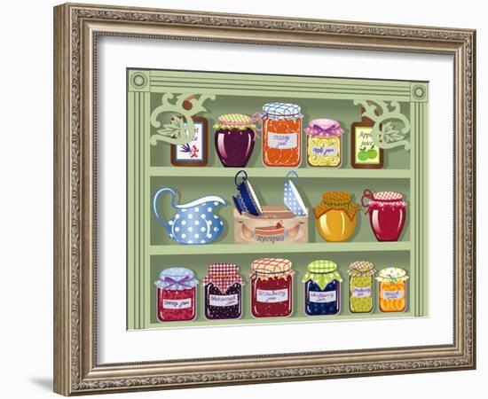 Shelf with Home-Made Preserved Jam-Milovelen-Framed Art Print