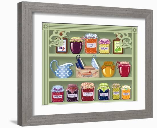 Shelf with Home-Made Preserved Jam-Milovelen-Framed Art Print