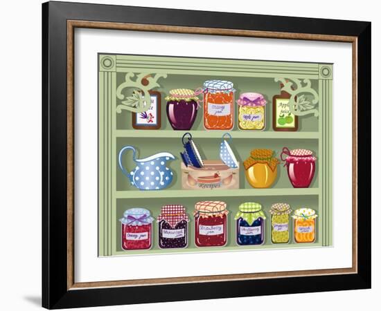 Shelf with Home-Made Preserved Jam-Milovelen-Framed Art Print