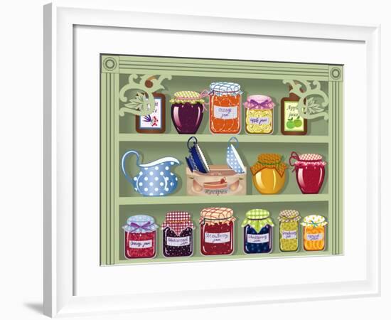 Shelf with Home-Made Preserved Jam-Milovelen-Framed Art Print