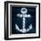 Shell Anchor Deep Blue-Jace Grey-Framed Art Print