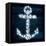 Shell Anchor Deep Blue-Jace Grey-Framed Stretched Canvas