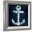 Shell Anchor Deep Blue-Jace Grey-Framed Art Print