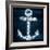 Shell Anchor Deep Blue-Jace Grey-Framed Art Print