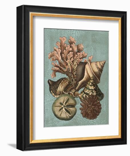 Shell and Coral on Aqua I-Vision Studio-Framed Art Print