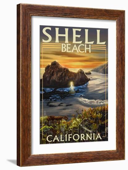 Shell Beach, California - Coast at Sunset-Lantern Press-Framed Art Print