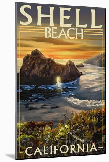 Shell Beach, California - Coast at Sunset-Lantern Press-Mounted Art Print