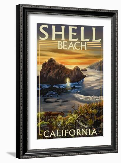 Shell Beach, California - Coast at Sunset-Lantern Press-Framed Art Print