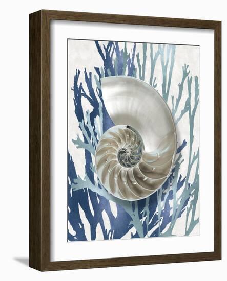 Shell Coral Aqua Blue II-Caroline Kelly-Framed Art Print