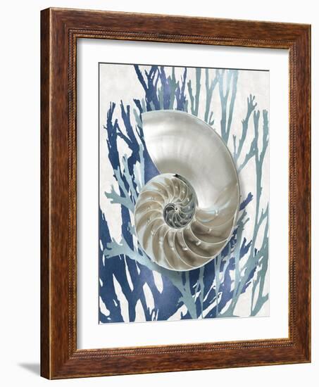 Shell Coral Aqua Blue II-Caroline Kelly-Framed Art Print