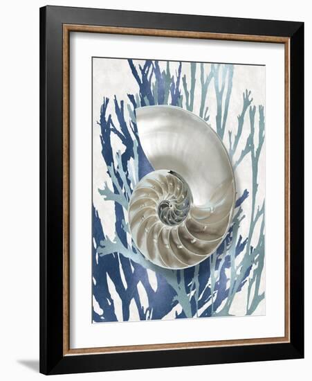 Shell Coral Aqua Blue II-Caroline Kelly-Framed Art Print