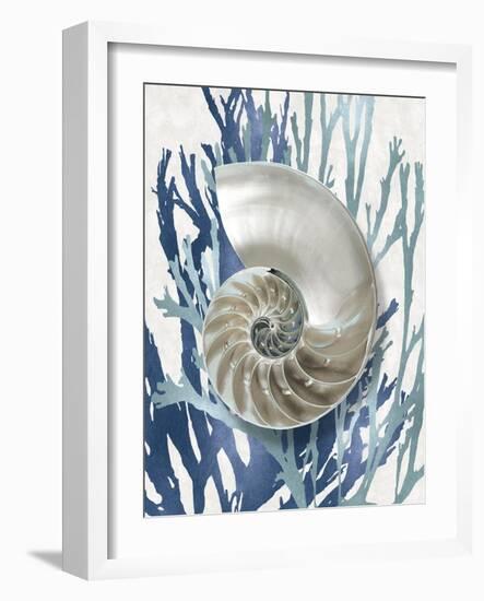 Shell Coral Aqua Blue II-Caroline Kelly-Framed Art Print