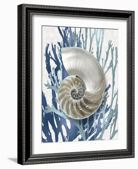 Shell Coral Aqua Blue II-Caroline Kelly-Framed Art Print