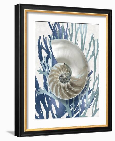 Shell Coral Aqua Blue II-Caroline Kelly-Framed Art Print