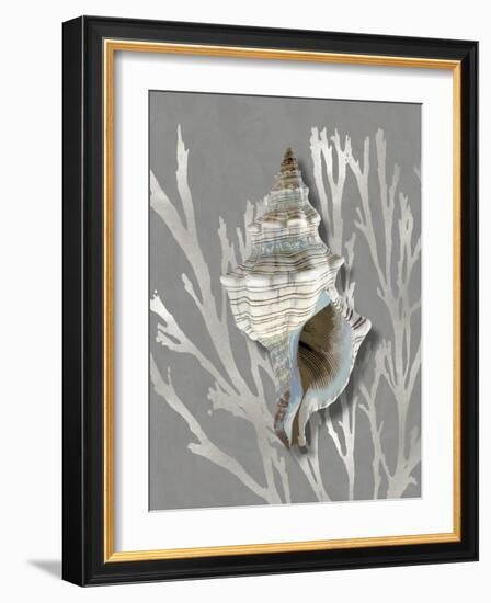 Shell Coral Silver on Gray III-Caroline Kelly-Framed Art Print