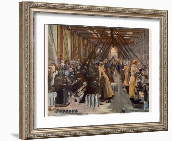 Shell Making, Edinburgh, from British Artists at the Front, Continuation of the Western Front, 1918-John Lavery-Framed Giclee Print