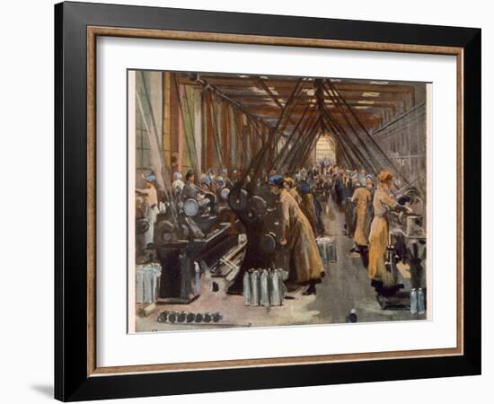 Shell Making, Edinburgh, from British Artists at the Front, Continuation of the Western Front, 1918-John Lavery-Framed Giclee Print