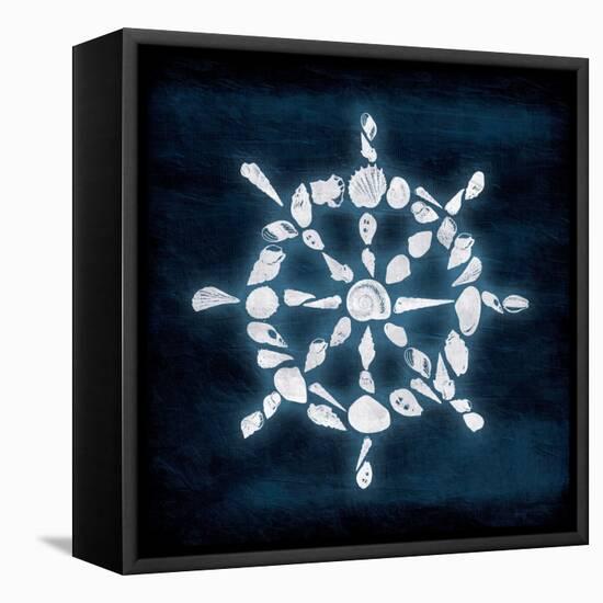 Shell Wheel Deeper Blue-Jace Grey-Framed Stretched Canvas