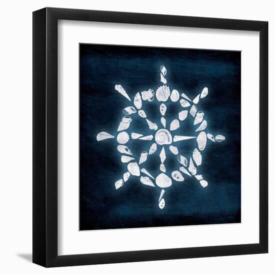 Shell Wheel Deeper Blue-Jace Grey-Framed Art Print