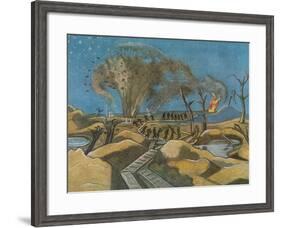 Shelling the Duckboards, from British Artists at the Front, Continuation of the Western Front, 1918-Paul Nash-Framed Giclee Print