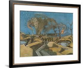 Shelling the Duckboards, from British Artists at the Front, Continuation of the Western Front, 1918-Paul Nash-Framed Giclee Print