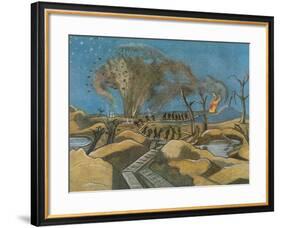 Shelling the Duckboards, from British Artists at the Front, Continuation of the Western Front, 1918-Paul Nash-Framed Giclee Print