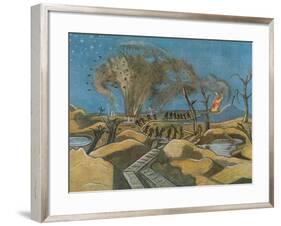 Shelling the Duckboards, from British Artists at the Front, Continuation of the Western Front, 1918-Paul Nash-Framed Giclee Print