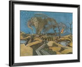 Shelling the Duckboards, from British Artists at the Front, Continuation of the Western Front, 1918-Paul Nash-Framed Giclee Print