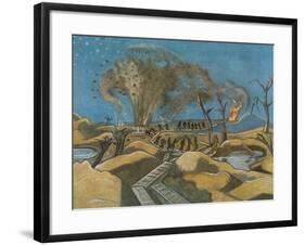 Shelling the Duckboards, from British Artists at the Front, Continuation of the Western Front, 1918-Paul Nash-Framed Giclee Print