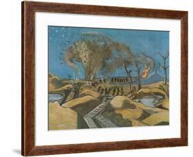Shelling the Duckboards, from British Artists at the Front, Continuation of the Western Front, 1918-Paul Nash-Framed Giclee Print