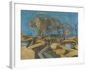Shelling the Duckboards, from British Artists at the Front, Continuation of the Western Front, 1918-Paul Nash-Framed Giclee Print