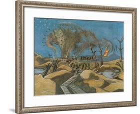 Shelling the Duckboards, from British Artists at the Front, Continuation of the Western Front, 1918-Paul Nash-Framed Giclee Print