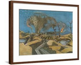 Shelling the Duckboards, from British Artists at the Front, Continuation of the Western Front, 1918-Paul Nash-Framed Giclee Print