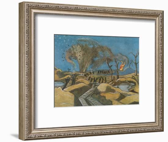 Shelling the Duckboards, from British Artists at the Front, Continuation of the Western Front, 1918-Paul Nash-Framed Giclee Print