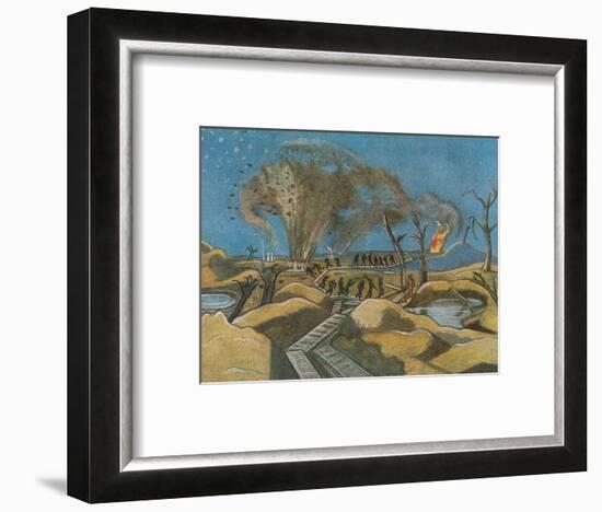 Shelling the Duckboards, from British Artists at the Front, Continuation of the Western Front, 1918-Paul Nash-Framed Giclee Print