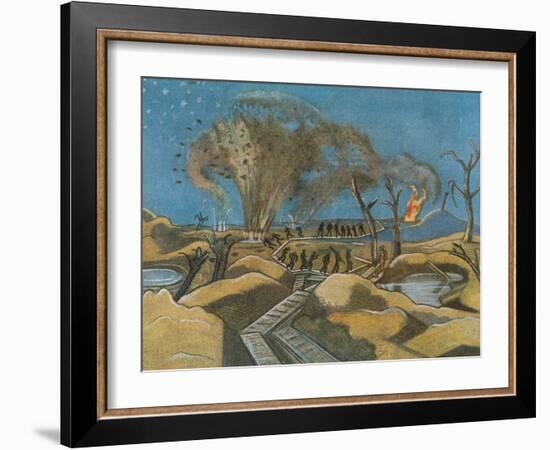 Shelling the Duckboards, from British Artists at the Front, Continuation of the Western Front, 1918-Paul Nash-Framed Giclee Print