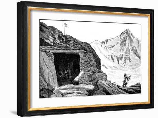 Shelter Built by the Glaciologist Louis Agassiz, Aar Glacier, Switzerland, 1840-null-Framed Giclee Print