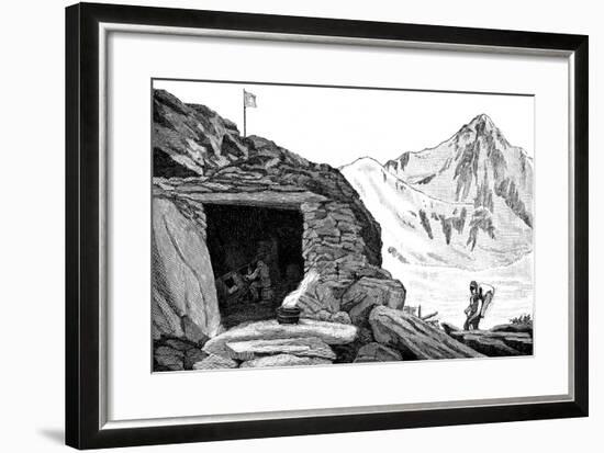 Shelter Built by the Glaciologist Louis Agassiz, Aar Glacier, Switzerland, 1840-null-Framed Giclee Print