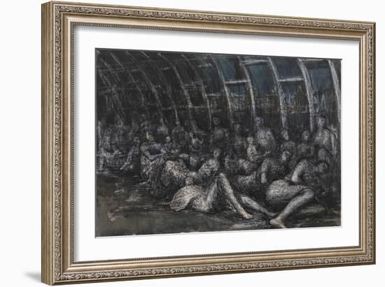 Shelterers in the Tube-Henry Moore-Framed Giclee Print