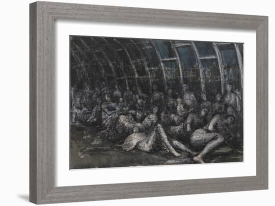 Shelterers in the Tube-Henry Moore-Framed Giclee Print