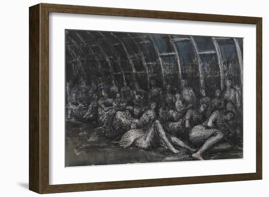 Shelterers in the Tube-Henry Moore-Framed Giclee Print