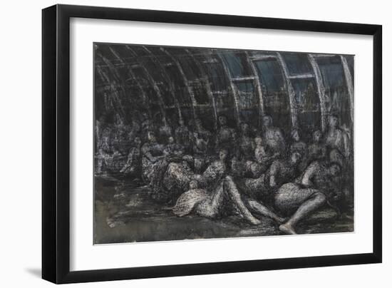 Shelterers in the Tube-Henry Moore-Framed Giclee Print