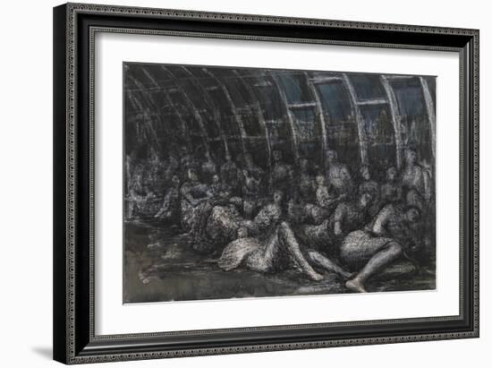 Shelterers in the Tube-Henry Moore-Framed Giclee Print